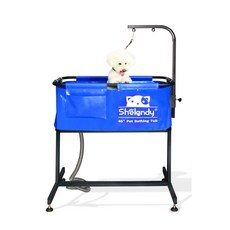 寵物洗澡水池 游泳洗澡盆 加大防滑耐用寵物泡澡池 貓狗通用, 藍色,(包裝尺寸)108.5*63.5*15c, 1個