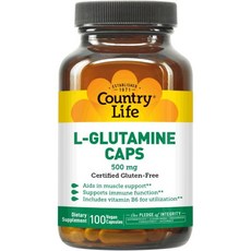 Country Life L-Glutamine 500 mg with B6 – Supports Muscle Recovery Endurance & Athletic Performan, 1개
