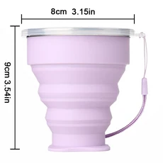 휴대용 실리콘 접이식 컵 누수 방지 커버 포함 200ml 공간 절약형 머그잔 텔레스코픽 물병 캠핑 하이킹, 06 lilac colour