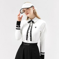 HENRY STUART 여성용 리본 카라티셔츠 화이트