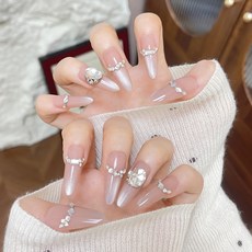 穿戴甲高級感秋冬閃鑽蝴蝶手工美甲甲片辣妹穿戴式指甲片, 1個, BY2233仙姿玉貌:手工甲M碼#10片/袋