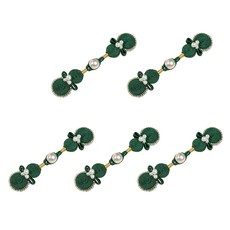 청삼 드레스 의류 제작과 호환되는 5Pcs 진주 구르드 오리엔탈 패브릭 버튼 잠금 청삼 매듭 버튼 고정 장치, 짙은 녹색