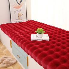 DFMEI 泡泡絨飄窗墊冬季加厚防滑毛絨地墊臥室牀邊毯榻榻米墊陽臺毛毛毯, 1cm, 泡泡絨飄窗墊紅色:45*45cm