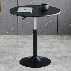 높이조절 원형 테이블 원룸 탁자 리프트 소파 식탁 감성, 60cm 블랙 54-75cm