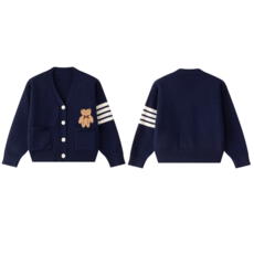 하와즈 브이넥 곰돌이 니트 가디건 봄 가을 겨울 남여공용 가디건