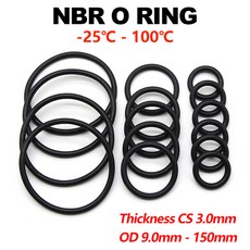 고무패킹 고무링 세트 10/50Pcs NBR O 링 니트릴 고무 가스켓 검정색 CS 3mm 두께 OD 9mm 150mm 원형 부식 오일 저항 씰링 와셔, [00] 50Pcs, [00] OD 125mm ID 119mm, [01] CS 3.0mm