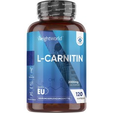 웨이트월드 WeightWorld L 카르니틴 비건 캡슐 120개 1일 1회 제공량당 2000mg - 120개의 비건 캡슐 L-카르니틴 아미노산 캡슐, 120정, 1개