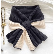 겨울 세로배색 목도리 방한 니트 머플러 여자 남자 스카프 커플목도리 준캡 JUN팩토리, 1개, 블랙