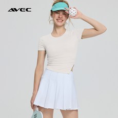 AVEC 사이드 슬릿 요가복 셔링 티셔츠 필라테스 운동복 반팔