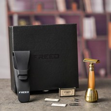 FREED 古銅系列尊爵四件組雙刃刮鬍刀禮盒 阿波羅刻字 男士刮鬍刀 刮鬍禮盒, 1個, 不需刻字, 10