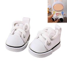 해외 Lukax 미니 인형 신발 1쌍 귀여운 레이스업 캔버스 스니커즈 17cm15cm 장난감 의상 액세서리와 호환 옐로우 미국매장정품+ 1724079, .0006.화이트.