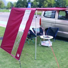 다용도 캠핑 윈드스크린 바람막이 투명창, 버건디, 1개