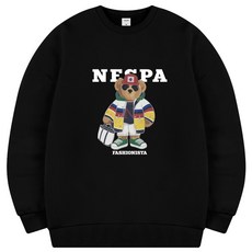 네스파 /국내생산 패션스타베어 오버핏 여성 맨투맨 티셔츠 커플 루즈핏 긴팔 SMS_0021 (7Color)