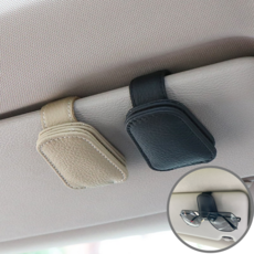 하우홈즈 차량용 가죽 선글라스 홀더 거치대 1+1, 1세트, 블랙+블랙