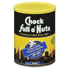 Chock Full o'Nuts 프렌치 바닐라 맛 그라운드 분쇄 커피 289.2g 210292, 1, 297.7g