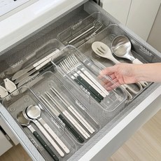 1+1 길이조절 싱크대 서랍 수저 커트러리 정리함 3size, 1+1조절형서랍트레이-S(소)+S(소)