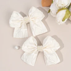 쿠쿠스토어 2Pcs 트렌디 하트 헤어 클립 여자를위한 달콤한 귀여운 진주 얼룩 리본 활 머리핀 아이 학교 일