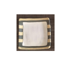 哈日媽咪的愛敗日記 日本陶藝作家中林由香梨系列 四方盤 洋梨盤, 條紋綠, 1個