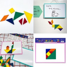 (디머스)도형놀이 A4화이트보드 플라스틱 자석칠교놀이세트(10cm), 1개