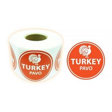 Turkey (Pavo) Round Labels Stickers 1.5 Inch Self Adhesive Food Labels Orange Color Meat Packagi, Turkey (Pavo) Round Labels Sti