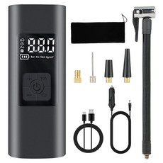 HELLOLEIBOO 유무선 겸용 디지털 타이어 에어 컴프레셔 6000mAh, 그레이, 1개