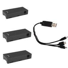 C129 V2 RC 헬리콥터 예비 부품 액세서리 용 3PCS 3.7V 300mAh Li-Po 배터리 및 3-in-1 충전 케이블, 1개