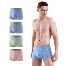 호밍사이 남성 팬티 4개 세트 통기성 항균 탄력 중 허리 빨라 마시는 흡습 남성 속옷 트 헴 스포츠 팬티 남자 트렁크팬티 4P