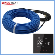 MINCO HEAT 10w/m 5~50m 따뜻한 바닥 와이어 진입로 눈 녹는 WiFi 온도 조절 장치가 있는 이중 도체 가열 케이블 60C, China Mainland, 35 meters (350w), M4A-GB-HH and Wire, 1