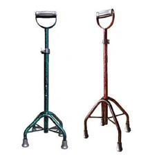 海夫健康生活館 杏華鋁合金亮彩四腳拐，高度可調節，防滑穩固，時尚輕巧, 1個, U把手，亮綠中爪