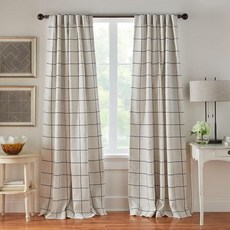 Elrene Home Fashions Brighton 윈도우판 격자무늬 암막 창문 커튼 로드 포켓 탭이 있는 거실 및 침실 드레이프 132.1 x 213.4cm(52 x 8