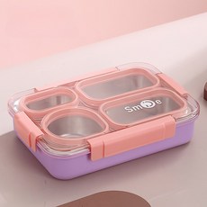 LONGGU 도시락통 밀폐성 좋은 나눔 공간 스텐 304내담 도시락통, 핑크, 3개