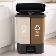 페달형 분리수거 쓰레기통 업소용 가정용 다용도 분리형 손잡이 사각 휴지통, 혼합색상, 1개
