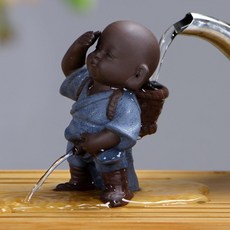 紫砂茶寵撒尿小和尚擺件 創意陶瓷噴水娃娃工藝品 茶濾配件, 1個, 小尿童