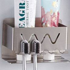 스마일레드 스텐칫솔걸이 무타공 치약 칫솔 거치대, 304스텐