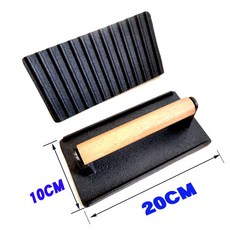 캠 철판 바베큐 포조이 두꺼운 굽기 기름판 손잡이 스텐 주철 야외 사각판 고기판, 직사각형 나무 손잡이 밑면 스트라이프