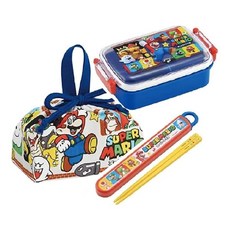 스케이터(Skater) 마리오 23 항균 식기세척기 사용 가능 부드러운 뚜껑 타이트 런치박스 각형 도시락통 450ml 젓가락/젓가락 상자 세트 런치 파우치 루이지 요시 키즈 어린이