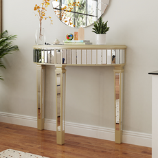 ARTLOGE 반월형 유리 콘솔 테이블 현관 테이블 예쁜 미러 좁고 긴 테이블 900*350*805mm