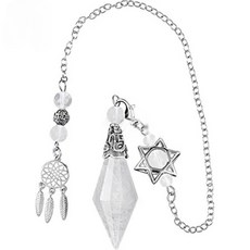 펜듈럼 수정 원석 스톤 비즈 플루라이트 천연석 목걸이 팔찌 남자 여자 팬듈럼 진자 추 봉 수맥 탐지 탐지기, 화이트크리스탈, 1개