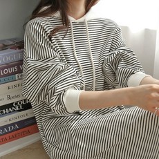 면100 여리 롱후드원피스 국산 여성 루즈핏롱원피스 단가라후드 홈웨어 캐주얼 임산부 글래머