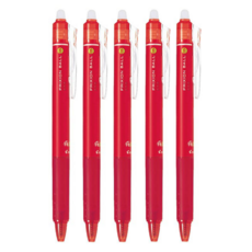 파이롯트 프릭션 노크 지워지는 볼펜 0.5mm 블루/레드 5개 세트, 프릭션 노크 0.5mm 레드 5개 세트