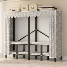 [시스슈] 조립없는접이식 철제 옷장 드레스룸 시스템 행거, 회색