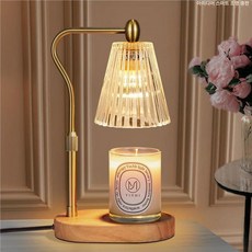 핑크 유리 캔들워머 라이트 협탑 무드등 수면 램프 고급 캔들워머, 빈티지 B 내추럴 우드 L형