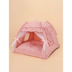 貓咪窩 狗窩 夏季涼蓆墊 可摺疊 戶外寵物帳篷用品, 1個, 粉色花邊,S：35*35CM  5斤內寵物