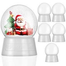 6개 크리스탈 볼 액세서리 투명 플라스틱 스노우 글로브 나사형 캡 채울 수 있는 DIY 공예 키트 장식용