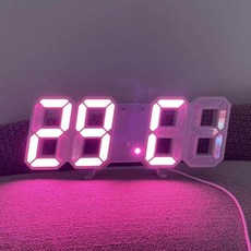 이오 무선LED벽시계 모던벽시계 인테리어벽시계, 핑크 라이트 화이트 케이스, 기본 색상