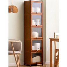 수납장 선반형 거실 벽걸이 와인 수납장 스탠드형 다용도 나무 2단 가정용 800 긴 수납장, 고화질 투명 도어 5층 30층