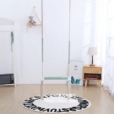 실내 그네 흔들 의자 면 로프 행거 장난감 가정용 사다리, 화이트 에메랄드