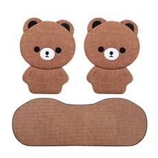 자동차시트 교체 카시트소품 의자 카시트교체 싼타페 새차선물 전기시트 뒷자석시트커버 대형 겨울용 통풍 메쉬, 1개, 뒷좌석 3종 곰 브라운