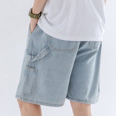 스몰더 남자 와이드 5부 밴딩 카펜터 청 반바지