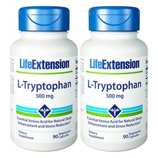 LIFE EXTENSION L-左旋色胺酸素食膠囊 500mg, 90顆, 2罐
